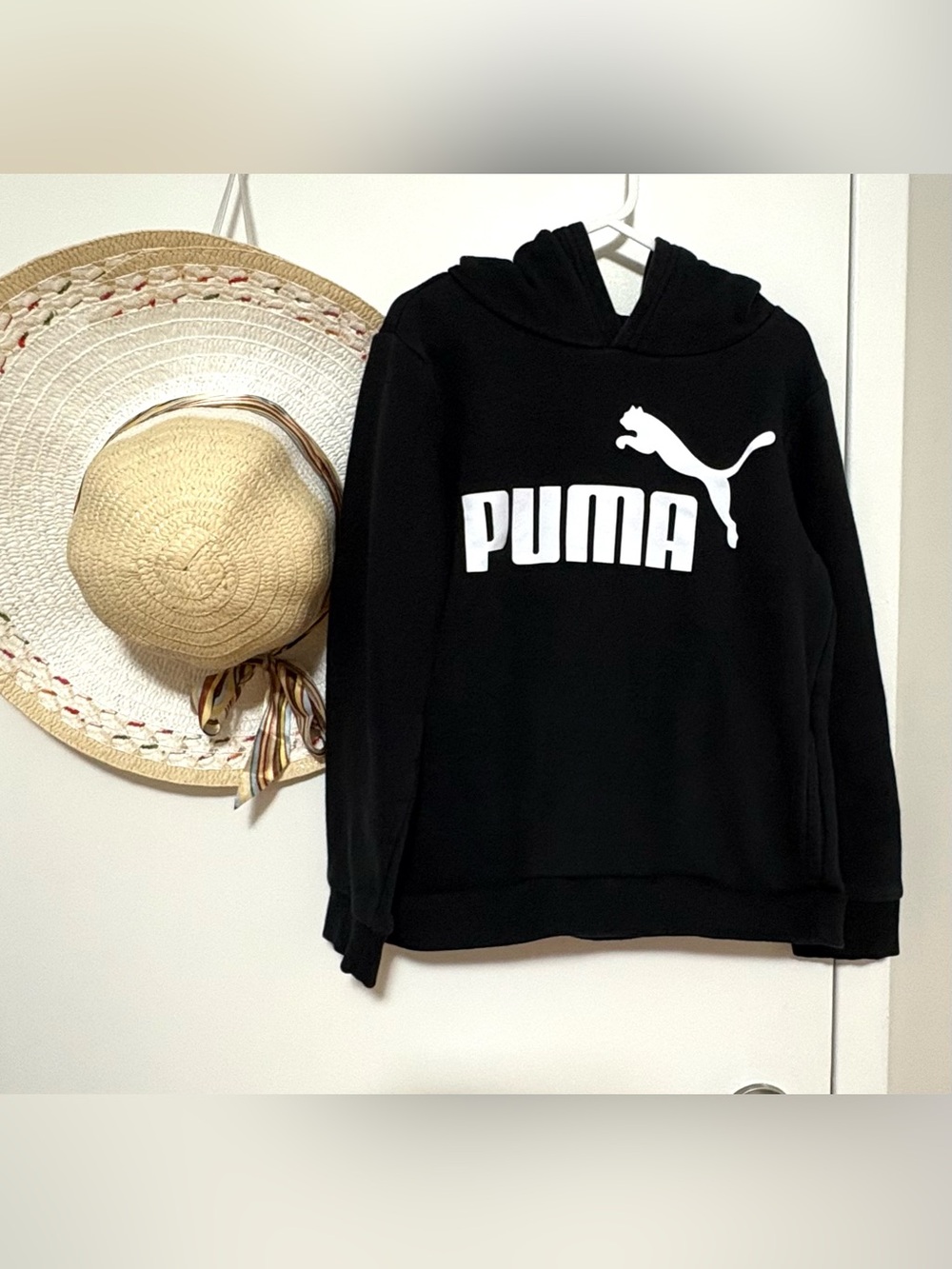 Puma Black Hoodie Sweatshirt with White Logo